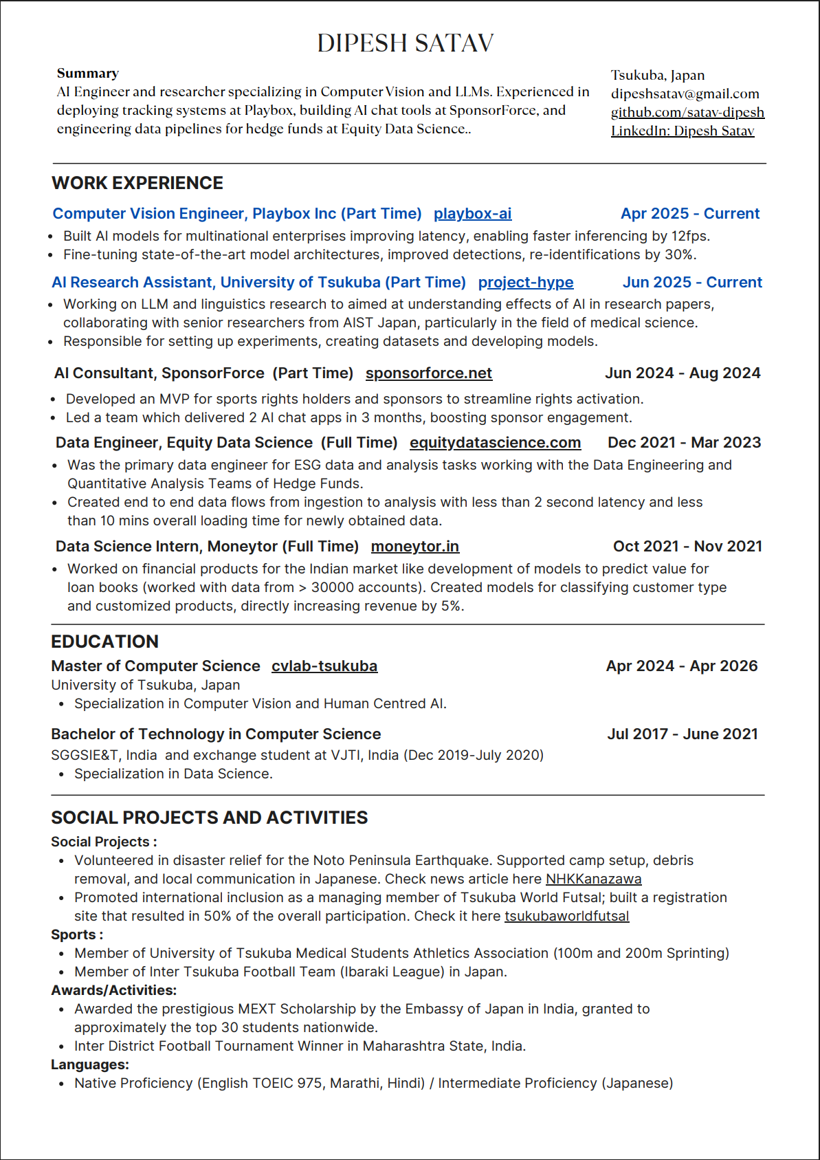 Dipesh Satav Resume